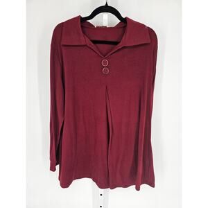 Bebonnie Womens Sz XXL Long Sleeve Polo Shirt Blouse Red